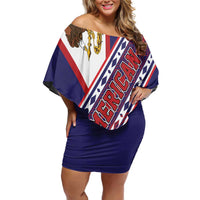 American Samoa Flag Day Family Matching Off Shoulder Short Dress and Hawaiian Shirt Polynesian Tribal Tattoo Eagle Art