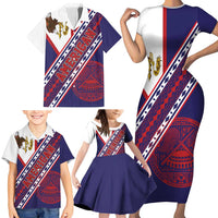 American Samoa Flag Day Family Matching Short Sleeve Bodycon Dress and Hawaiian Shirt Polynesian Tribal Tattoo Eagle Art LT19 - Polynesian Pride
