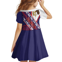 American Samoa Flag Day Kid Short Sleeve Dress Polynesian Tribal Tattoo Eagle Art