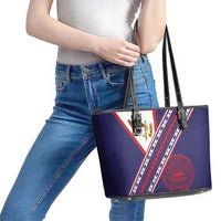 American Samoa Flag Day Leather Tote Bag Polynesian Tribal Tattoo Eagle Art