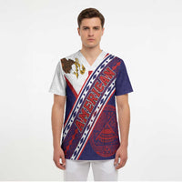American Samoa Flag Day Scrub Top Polynesian Tribal Tattoo Eagle Art