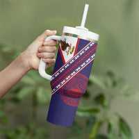 American Samoa Flag Day Tumbler With Handle Polynesian Tribal Tattoo Eagle Art