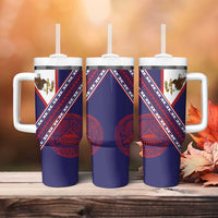 American Samoa Flag Day Tumbler With Handle Polynesian Tribal Tattoo Eagle Art