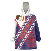 American Samoa Flag Day Wearable Blanket Hoodie Polynesian Tribal Tattoo Eagle Art