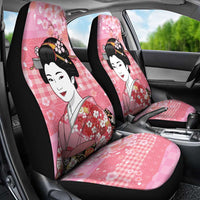 Japanese Geisha Cherry Blossom Car Seat Cover Pink Palaka Hawaii Pattern Fusion Design