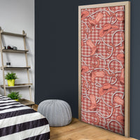 Red Hawaii Palaka Cowboy Door Cover Hawaiian Paniolo Festival Spirit LT19 - Polynesian Pride