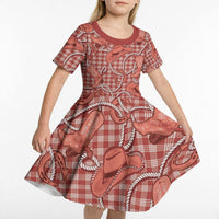 Red Hawaii Palaka Cowboy Kid Short Sleeve Dress Hawaiian Paniolo Festival Spirit LT19 - Polynesian Pride