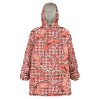 Red Hawaii Palaka Cowboy Wearable Blanket Hoodie Hawaiian Paniolo Festival Spirit LT19 One Size Red - Polynesian Pride