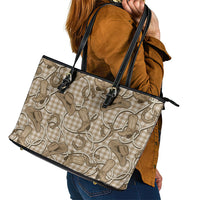 Beige Hawaii Palaka Cowboy Leather Tote Bag Hawaiian Paniolo Festival Spirit LT19 - Polynesian Pride