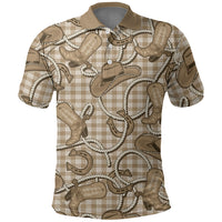 Beige Hawaii Palaka Cowboy Polo Shirt Hawaiian Paniolo Festival Spirit LT19 Beige - Polynesian Pride