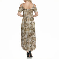 Beige Hawaii Palaka Cowboy Summer Maxi Dress Hawaiian Paniolo Festival Spirit LT19 - Polynesian Pride