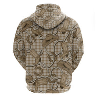 Beige Hawaii Palaka Cowboy Zip Hoodie Hawaiian Paniolo Festival Spirit LT19 - Polynesian Pride