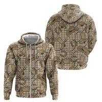 Beige Hawaii Palaka Cowboy Zip Hoodie Hawaiian Paniolo Festival Spirit LT19 - Polynesian Pride