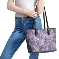 Purple Hawaii Palaka Cowboy Leather Tote Bag Hawaiian Paniolo Festival Spirit LT19 - Polynesian Pride