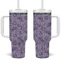 Purple Hawaii Palaka Cowboy Tumbler With Handle Hawaiian Paniolo Festival Spirit LT19 One Size: 40 oz Purple - Polynesian Pride