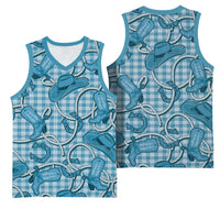 Blue Hawaii Palaka Cowboy Basketball Jersey Hawaiian Paniolo Festival Spirit LT19 - Polynesian Pride