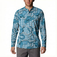 Blue Hawaii Palaka Cowboy Button Sweatshirt Hawaiian Paniolo Festival Spirit LT19 - Polynesian Pride