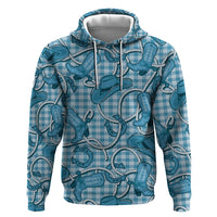 Blue Hawaii Palaka Cowboy Zip Hoodie Hawaiian Paniolo Festival Spirit LT19 Pullover Hoodie Blue - Polynesian Pride