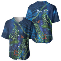 New Zealand Takahe Personalised Baseball Jersey Silver Fern Galaxy Polynesian Pattern