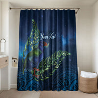 New Zealand Takahe Personalised Bathroom Set Silver Fern Galaxy Polynesian Pattern LT22 Shower Curtain Only Blue - Polynesian Pride