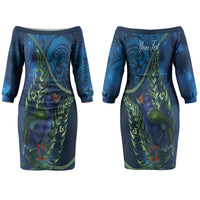 New Zealand Takahe Personalised Couples Matching Off The Shoulder Long Sleeve Dress and Hawaiian Shirt Silver Fern Galaxy Polynesian Pattern LT22 - Polynesian Pride