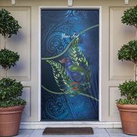 New Zealand Takahe Personalised Door Cover Silver Fern Galaxy Polynesian Pattern