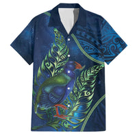 New Zealand Takahe Personalised Family Matching Mermaid Dress and Hawaiian Shirt Silver Fern Galaxy Polynesian Pattern LT22 Dad's Shirt - Short Sleeve Blue - Polynesian Pride