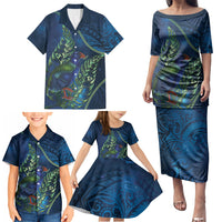 New Zealand Takahe Personalised Family Matching Puletasi and Hawaiian Shirt Silver Fern Galaxy Polynesian Pattern LT22 - Polynesian Pride