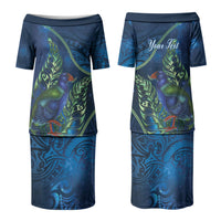 New Zealand Takahe Personalised Family Matching Puletasi and Hawaiian Shirt Silver Fern Galaxy Polynesian Pattern LT22 Mom's Dress Blue - Polynesian Pride