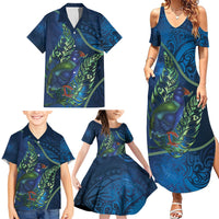 New Zealand Takahe Personalised Family Matching Summer Maxi Dress and Hawaiian Shirt Silver Fern Galaxy Polynesian Pattern LT22 - Polynesian Pride