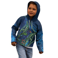 New Zealand Takahe Personalised Kid Hoodie Silver Fern Galaxy Polynesian Pattern LT22 - Polynesian Pride