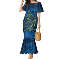 New Zealand Takahe Personalised Mermaid Dress Silver Fern Galaxy Polynesian Pattern