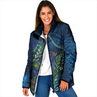 New Zealand Takahe Personalised Padded Jacket Silver Fern Galaxy Polynesian Pattern