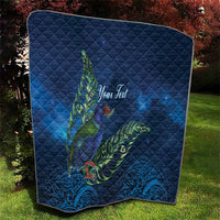 New Zealand Takahe Personalised Quilt Silver Fern Galaxy Polynesian Pattern