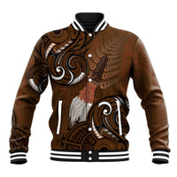 New Zealand Taiaha Baseball Jacket Maori Weapon Silver Fern Maori Pattern