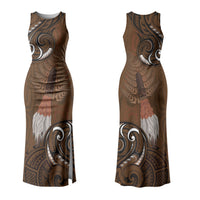 New Zealand Taiaha Couples Matching Tank Maxi Dress and Hawaiian Shirt Maori Weapon Silver Fern Maori Pattern
