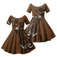 New Zealand Taiaha Family Matching Tank Maxi Dress and Hawaiian Shirt Maori Weapon Silver Fern Maori Pattern