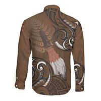 New Zealand Taiaha Long Sleeve Button Shirt Maori Weapon Silver Fern Maori Pattern LT22 - Polynesian Pride