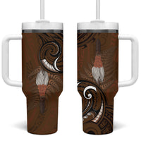 New Zealand Taiaha Tumbler With Handle Maori Weapon Silver Fern Maori Pattern