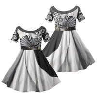 New Zealand Fantail Bird Family Matching Mermaid Dress and Hawaiian Shirt Maori Piwakawaka Kowhai Maori Pattern