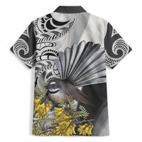 New Zealand Fantail Bird Hawaiian Shirt Maori Piwakawaka Kowhai Maori Pattern