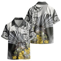New Zealand Fantail Bird Kid Hawaiian Shirt Maori Piwakawaka Kowhai Maori Pattern
