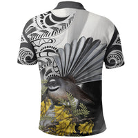 New Zealand Fantail Bird Polo Shirt Maori Piwakawaka Kowhai Maori Pattern LT22 - Polynesian Pride
