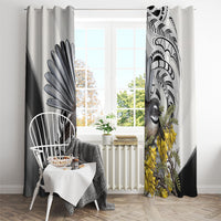 New Zealand Fantail Bird Window Curtain Maori Piwakawaka Kowhai Maori Pattern