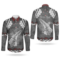 New Zealand Weka Personalised Couples Matching Tank Maxi Dress and Long Sleeve Button Shirt Aotearoa Hen Silver Fern Maori Pattern LT22 - Polynesian Pride