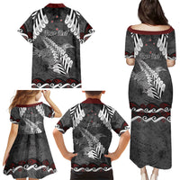 New Zealand Weka Personalised Family Matching Puletasi and Hawaiian Shirt Aotearoa Hen Silver Fern Maori Pattern LT22 - Polynesian Pride