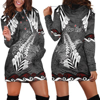 New Zealand Weka Personalised Hoodie Dress Aotearoa Hen Silver Fern Maori Pattern