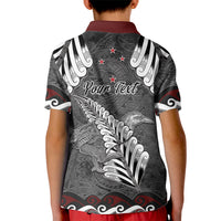 New Zealand Weka Personalised Kid Polo Shirt Aotearoa Hen Silver Fern Maori Pattern
