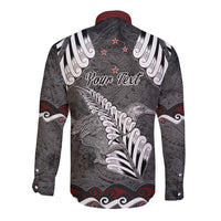 New Zealand Weka Personalised Long Sleeve Button Shirt Aotearoa Hen Silver Fern Maori Pattern LT22 - Polynesian Pride