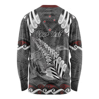 New Zealand Weka Personalised Long Sleeve Shirt Aotearoa Hen Silver Fern Maori Pattern